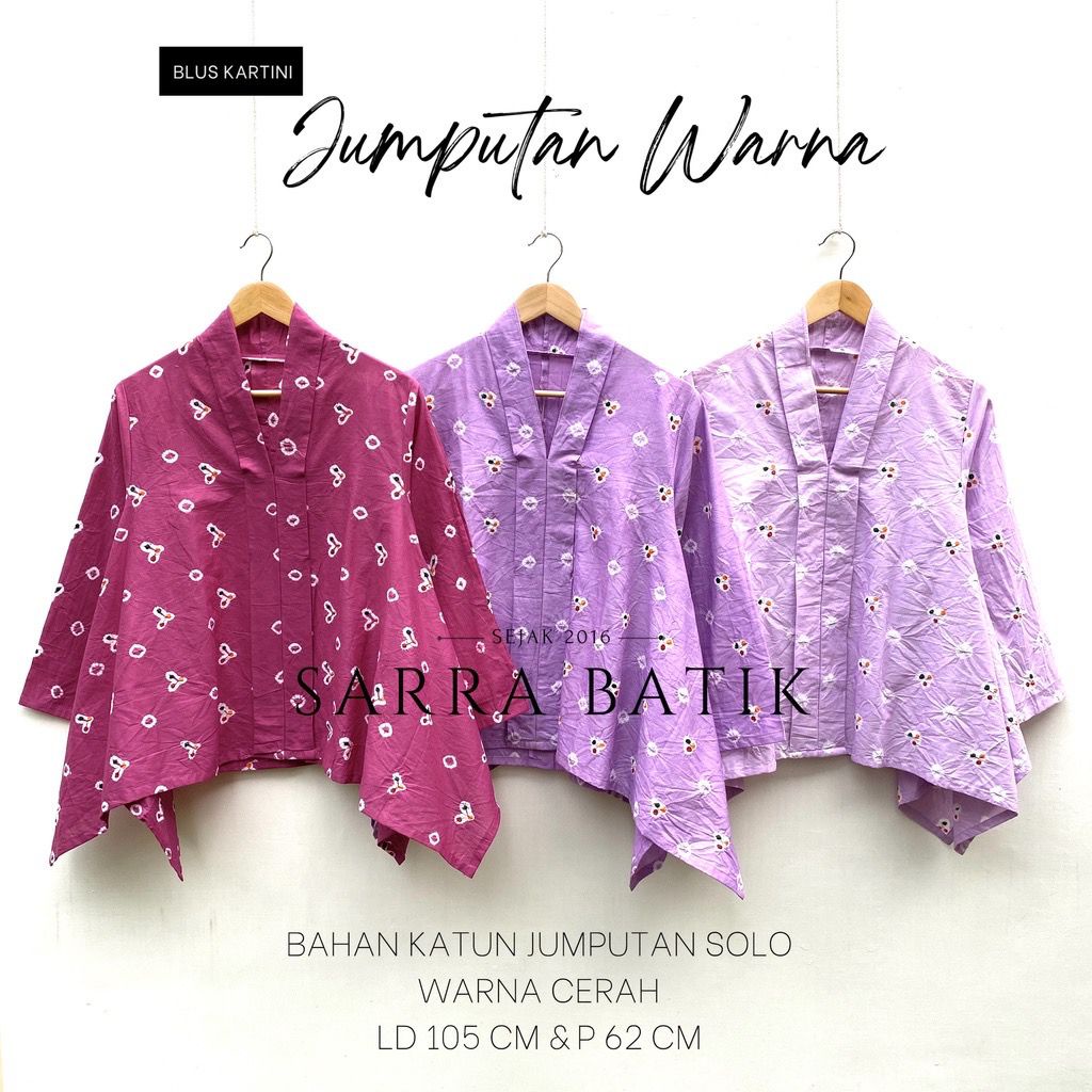 READY STOCK !! PREMIUM Blus Kartini Waka Jumput Warna Atasan Kebaya Original Jumputan Solo Casual Modern Klasik Kerja Kantoran Kondangan