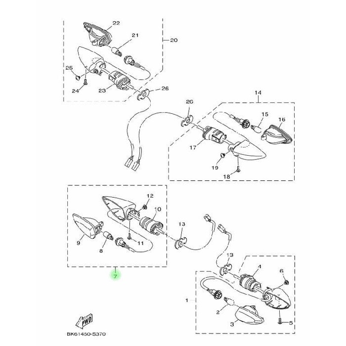 OTOMOTIF AKSESORIS MOTOR RJ1576 LAMPU SEN/SEIN DEPAN KANAN R15 V3 ASLI