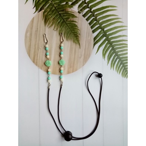 Tali Strap Masker Konektor Masker 2 in 1 Tali Serut Strap Masker Manik Manik