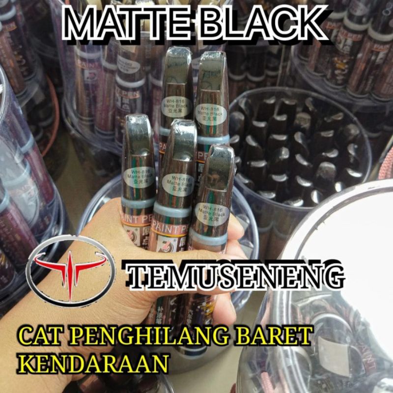Black Matte Hitam Doff Spidol Cat Mobil Motor Penghilang Lecet Baret