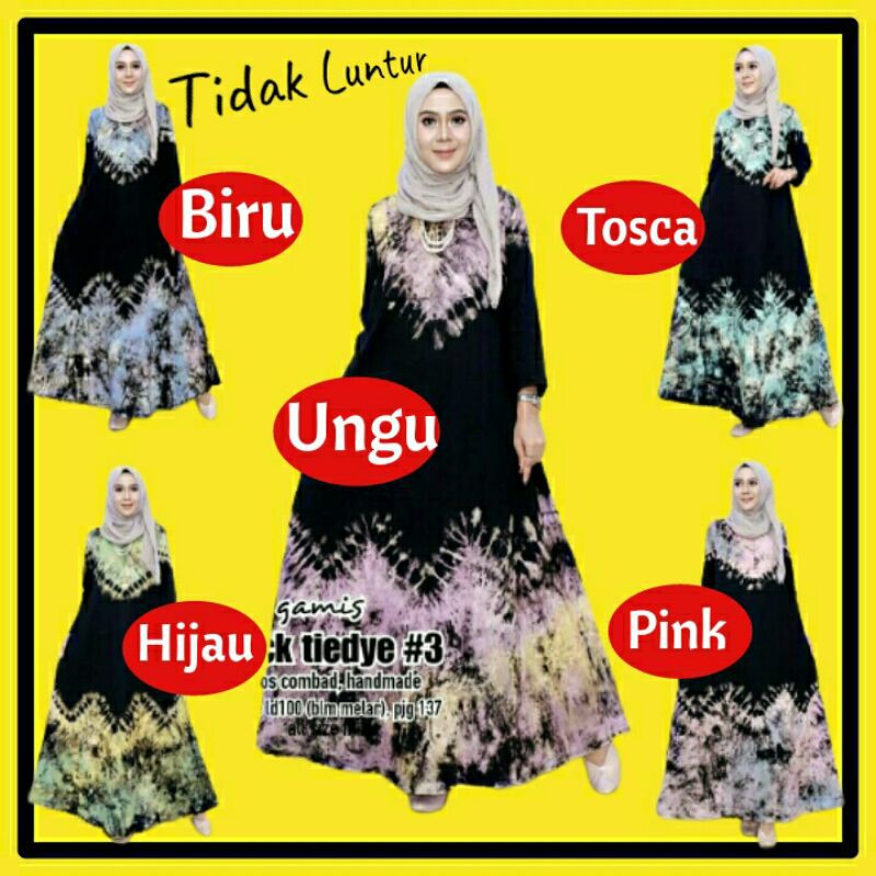 Gamis Syari Terbaru Baju Muslim Wanita Gamis Murah Kekinian Remaja Modern Bahan Kaos Motif Jumputan