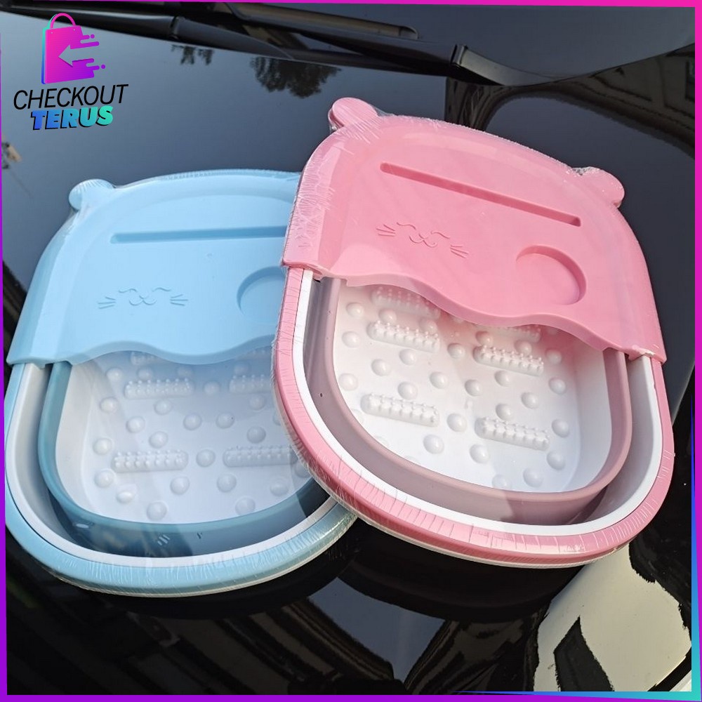 CT C538 Ember Lipat Baskom Plastik Motif Beruang Portable Multifungsi Ember Cuci Kaki Spa Pedicure Bear Pijat Kaki Refleksi Foldable