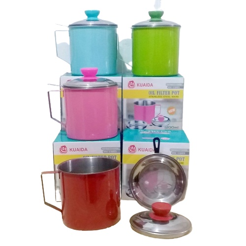 Wadah Saringan Minyak Goreng Anti Karat Premium | Stainless Steel Kitchen Oil Pot [SS]