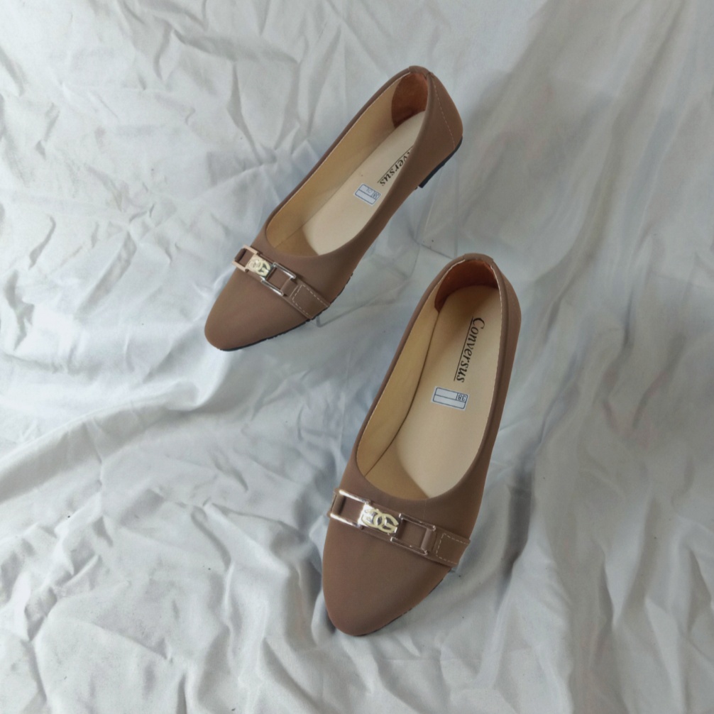 Sepatu Flatshoes Wanita Terbaru 2022 | Flat Shoes Cewek Spatu Balet Termurah-Moka