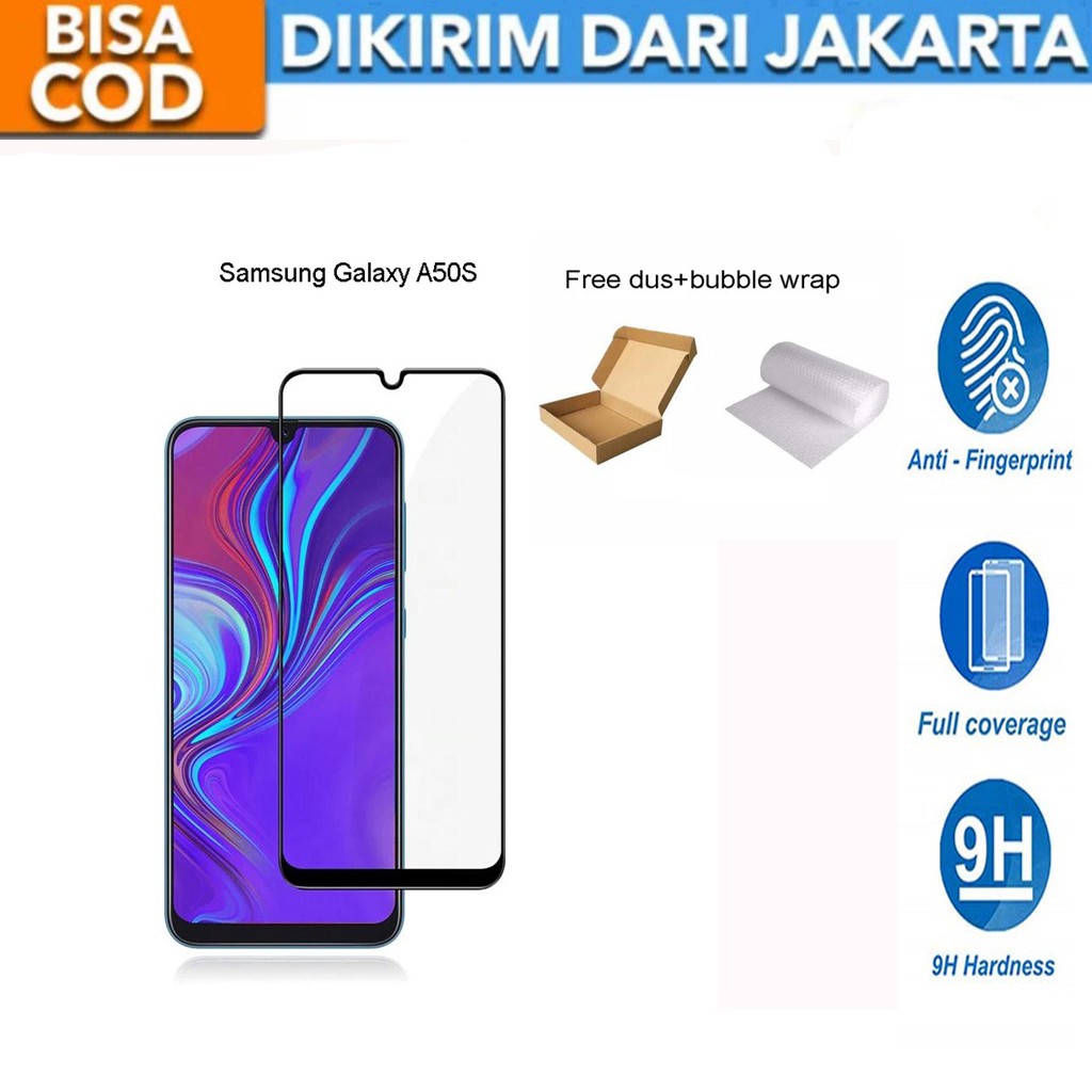 Samsung Galaxy A50S Full Cover/Full Screen Tempered Glass Screen Protector Anti Gores