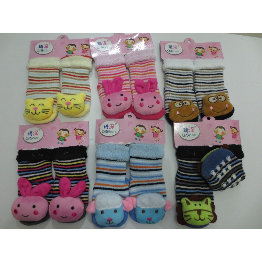 Kaos Kaki 3D Boneka Lucu  Bayi Bahan Handuk Antislip