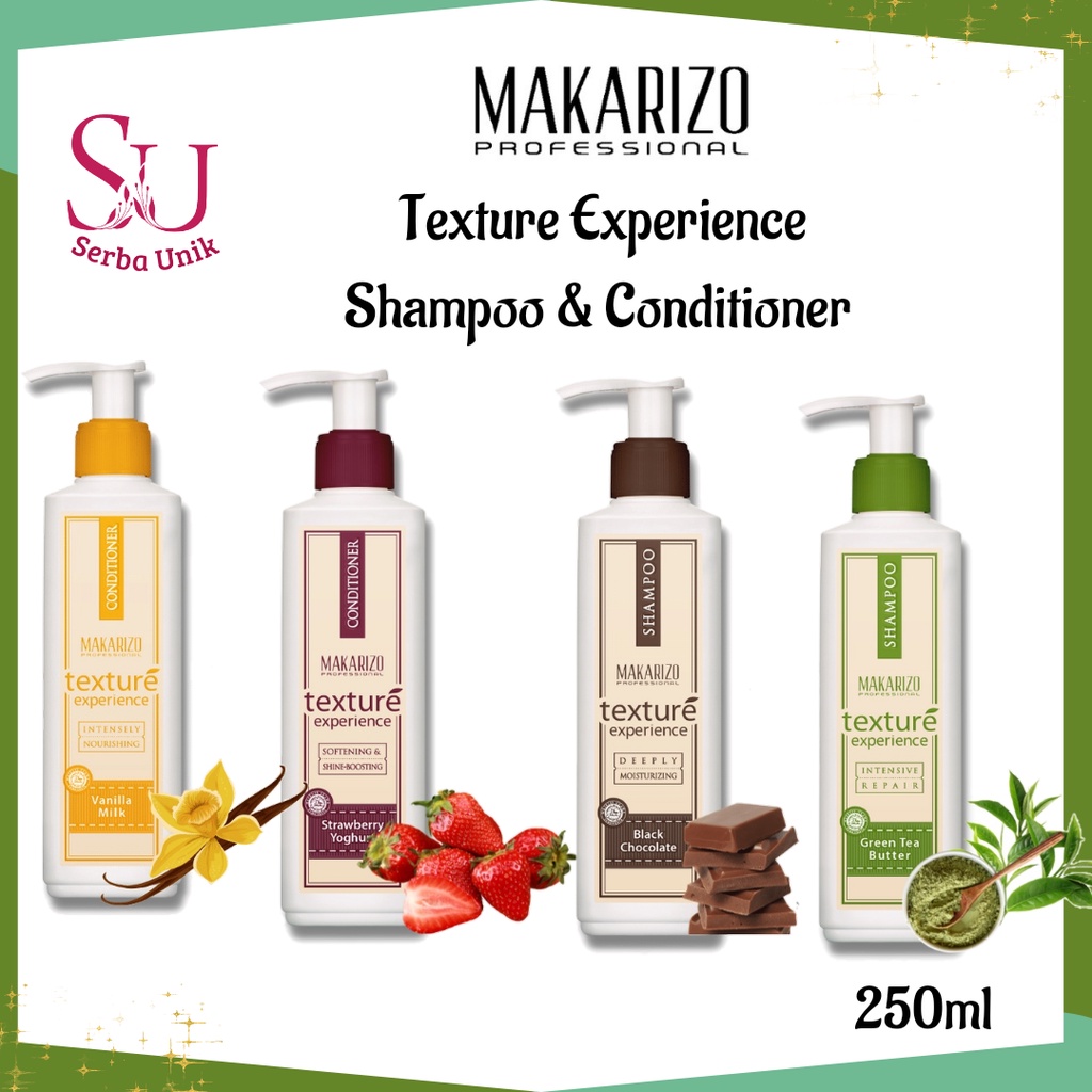 Makarizo Professional Texture Experience Shampoo &amp; Conditioner 250ml / Strawberry Yoghurt / Black Chocolate / Vanilla Milk / Green Tea Butter / Mint Sorbet