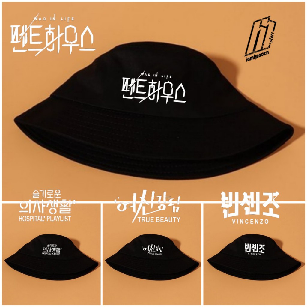 Topi Bucket Hat Wanita Pria Korea Drakor Kdrama Penthouse Vicenzo True Beauty Hospital Playlist