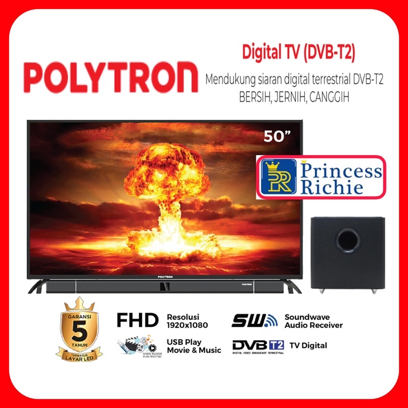 Polytron Led Digital Tv 50 inch plus sound bar