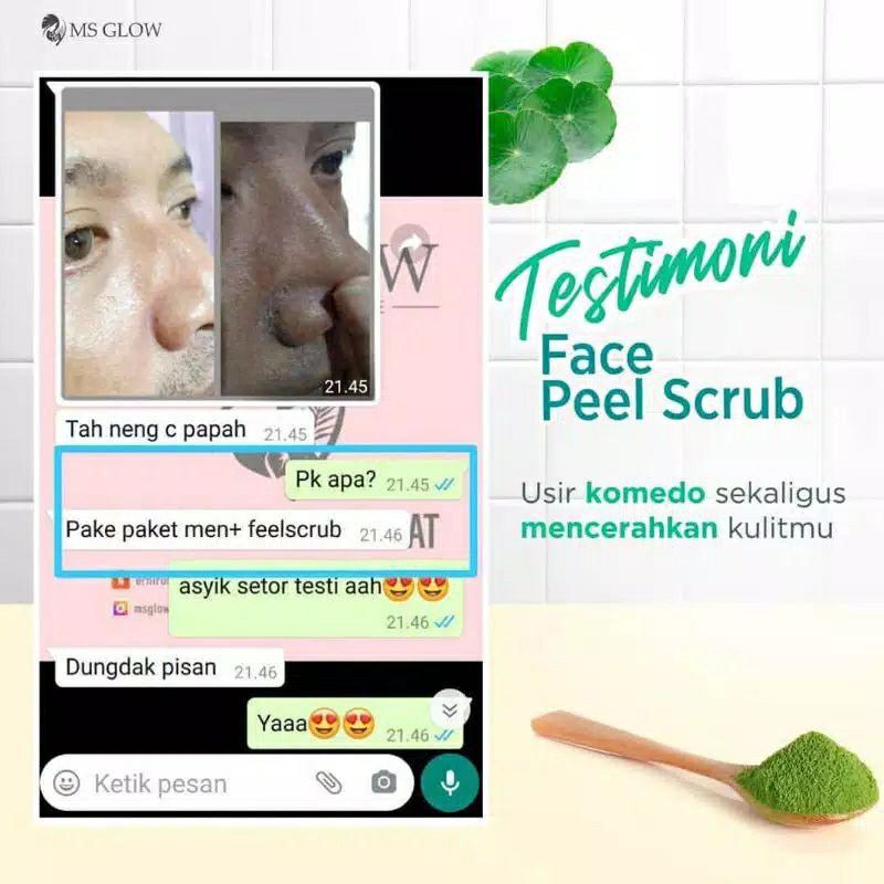 MS Glow Face Peel Scrub Wajah Aman BPOM Penghilang Keriput Wajah/ Mata Panda Pemutih Pencerah Wajah