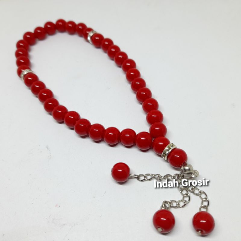 Tasbih Reb Coral Batu Marjan Asli Natural 33Butir 8Mm Bandul Bulet