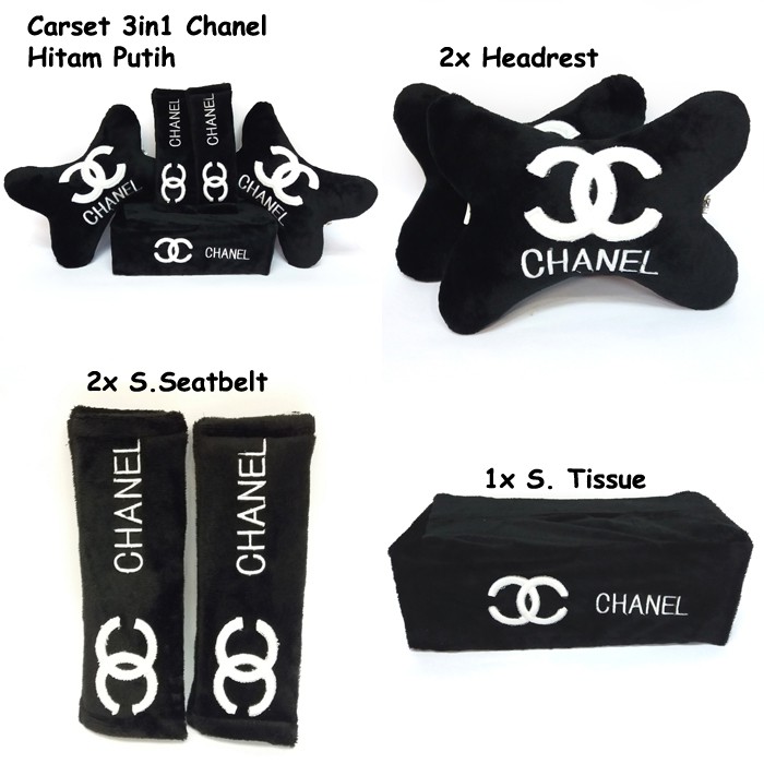 Carset Bulu 3in1 Headrest 3 in 1 Sarung Tissue Seatbelt Bantal Mobil Bordir