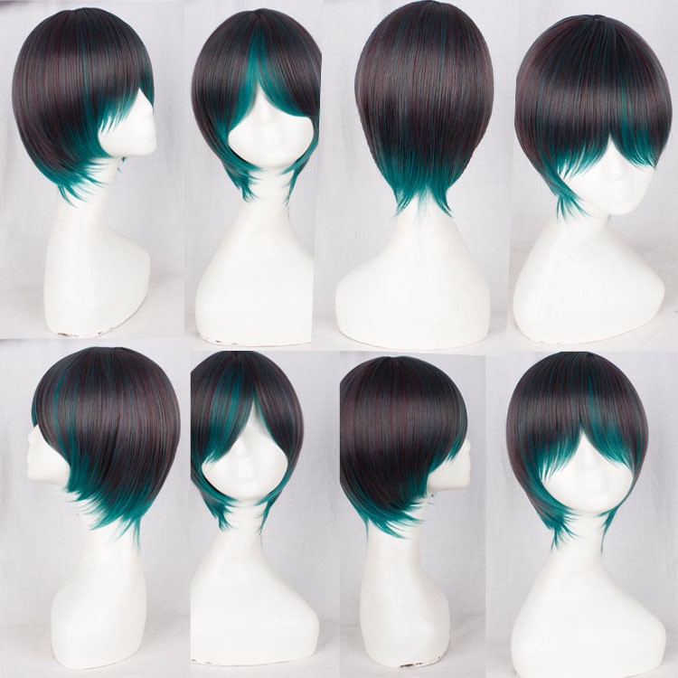 LOL-53 wig rambut palsu daily lolita cosplay gradasi pria hitam hijau