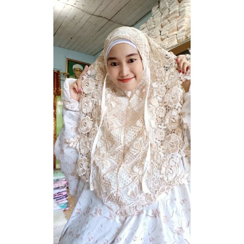 MUKENA TERUSAN SUTRA JEPANG SWAROVSKI JUMBO DEWASA MURAH ORI / RENDA LEBAR / MUKENA LAJURAN / MUKENA