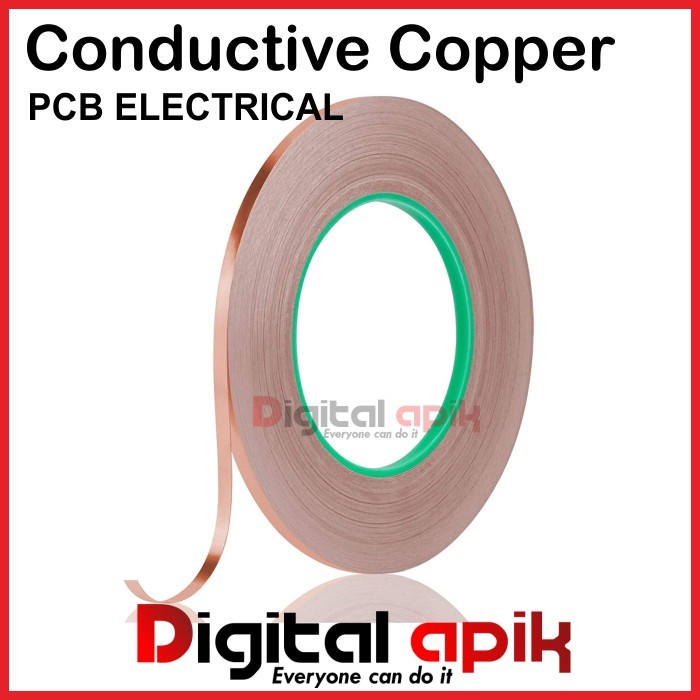 Conductive Copper Tembaga Pita Tape Adhesive EMI Electrical Solasi 5mm