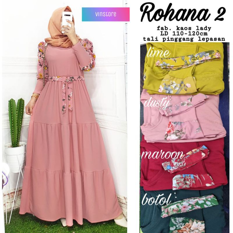 Baju Gamis Muslim Wanita Rohana 2 Dress Original By Vinscore