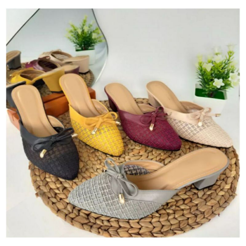 Heels pesta wanita hak tahu 3cm terbaru kekinian/sandal selop bruket pengantin wanita