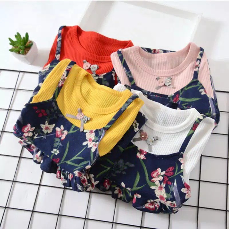 SALE DR11-Dress Anak Bamboo Leaf Flower Panjang