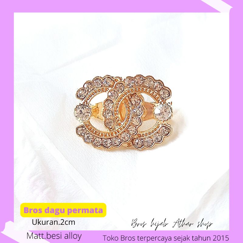 Bros B/bross signature branded import premium/brooch button/Bros hijab Athar shop scarve/Bros dada-Ch dagu 2cm gold