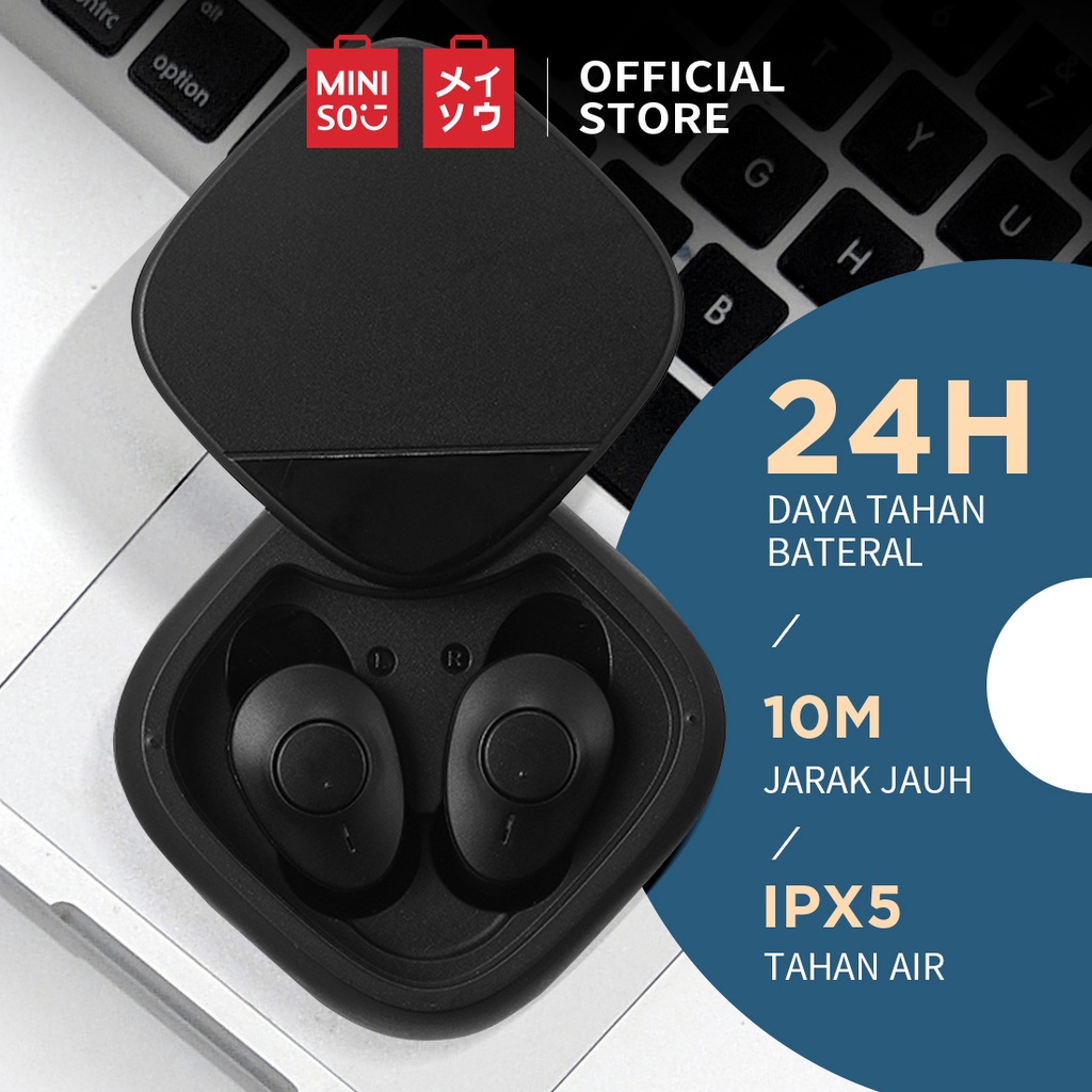 Miniso Bluetooth Headset HD TWS Headphone True Wireless Earphone Noise Cancelling Stereo Mini Earbuds In-ear MiniSounds Scre-black