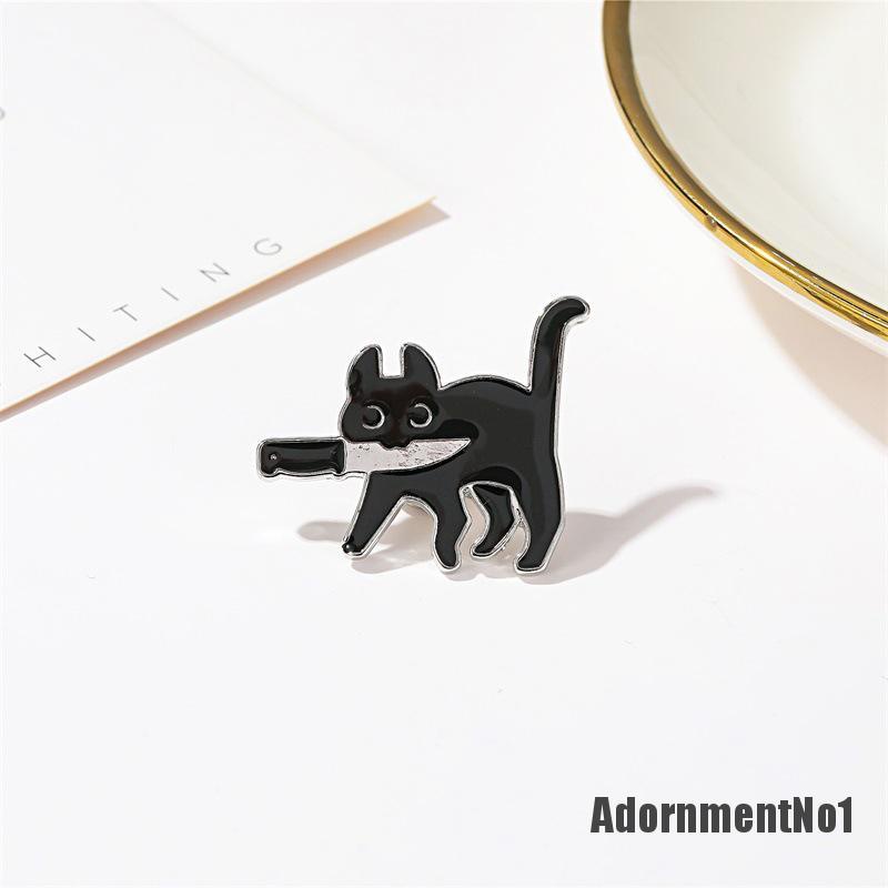 (Adornmentno1) Bros Pin Enamel Desain Kartun Kucing Hitam