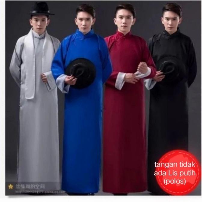Promo Atasan Baju Cheongsam Putih Polos Kemeja Pria Jumbo Size Xxl Dan Xxxl