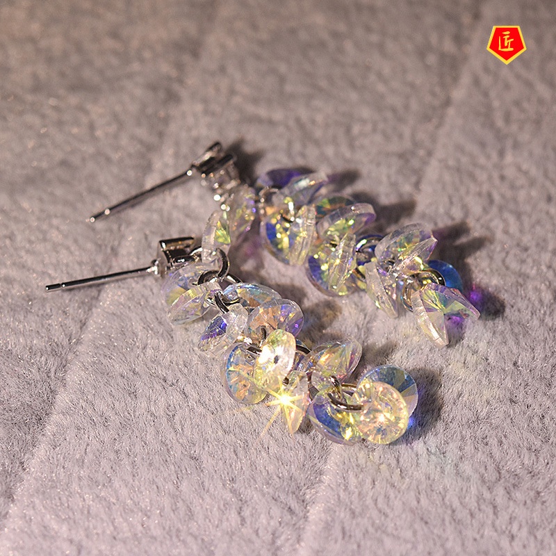 [Ready Stock]S925 Silver Ear Studs Flash Fashion Crystal Super Fairy