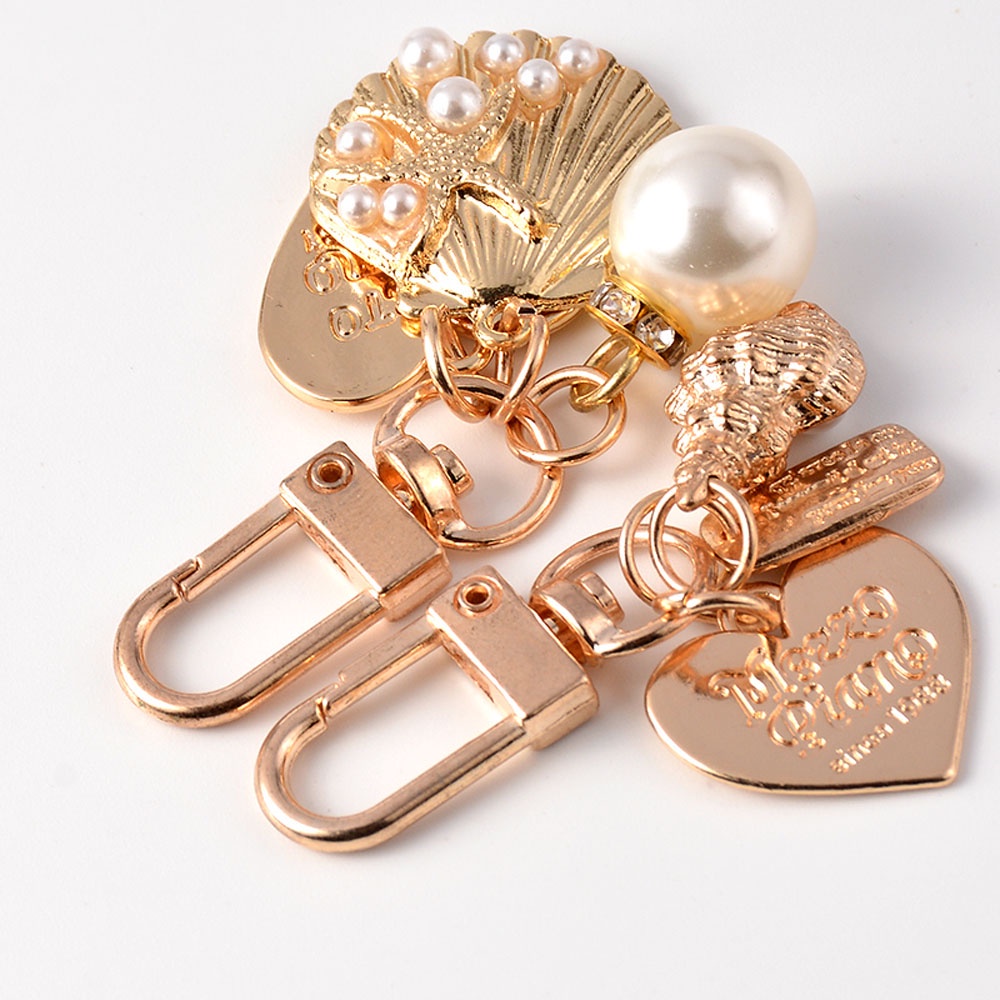 Needway  Love Letter Heart Key Ring Korean Key Accessories Key Chain Pearl Cute Gold Color Fashion Women Girls Shell Conch Bag Charms