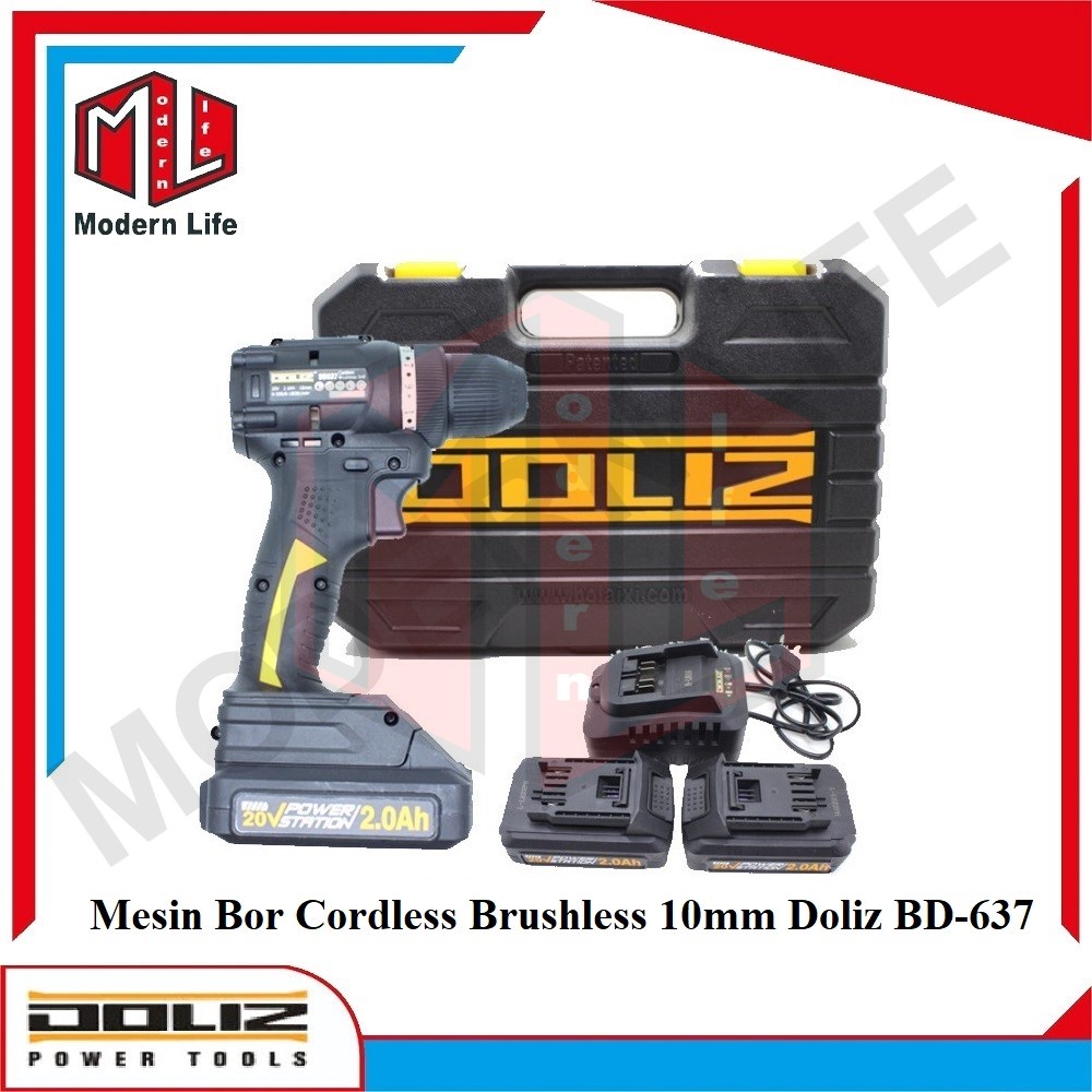 Doliz BD637 Mesin Bor Cordless Brushless 10mm / Cordless Drill 20V