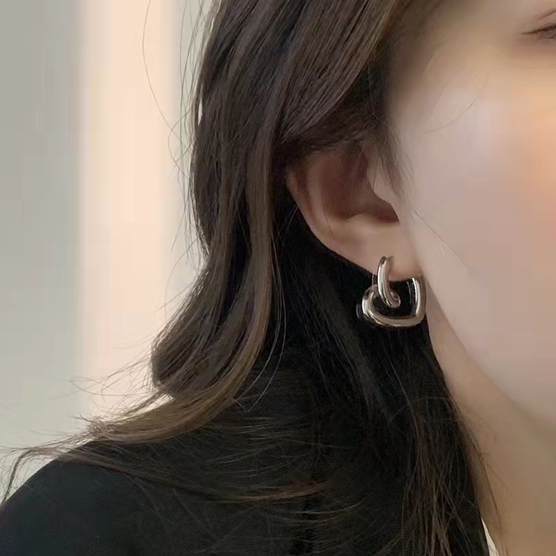 Co Co Han Anting Tusuk Silver 925 Desain Hati Untuk Wanita