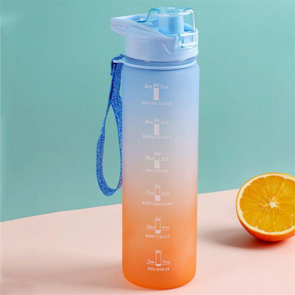 Solighter Botol Air Minum 1L Dengan Sedotan Motivasional Untuk Olahraga / Travel