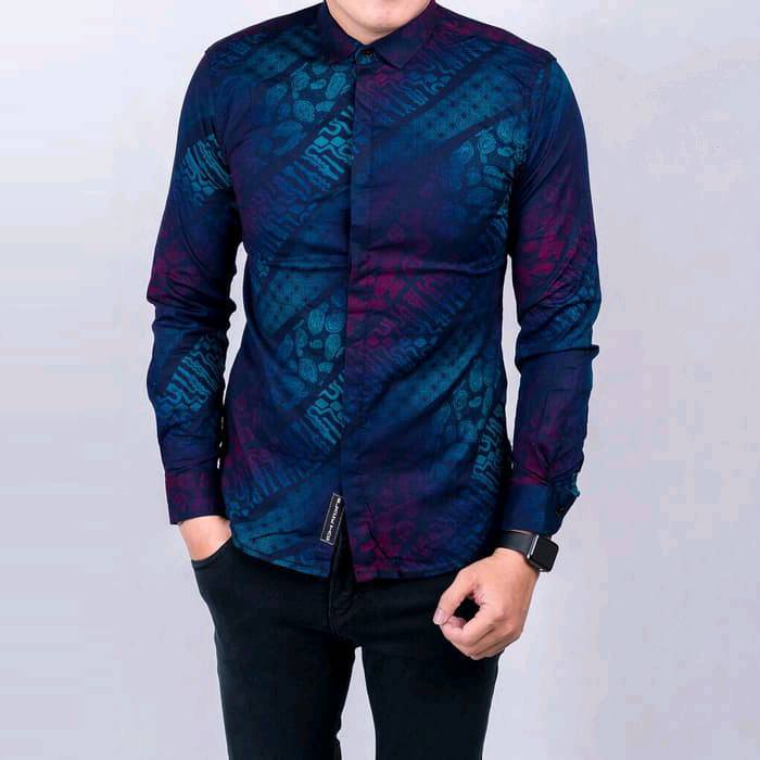 Menfashionhouse Kemeja Batik Pria Lengan Panjang Cowok Murah Berkualitas