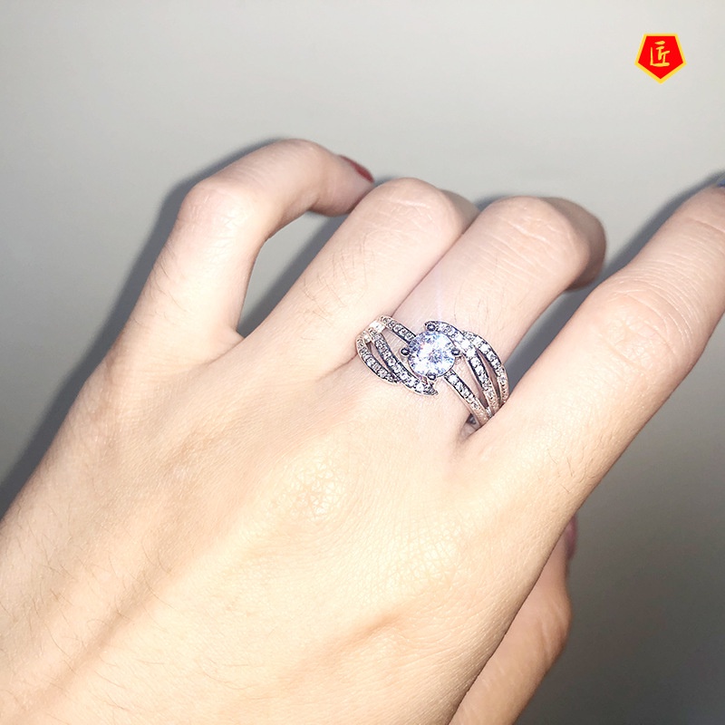 [Ready Stock]Female Creative Personality S925 Silver Diamond-Studded Ring