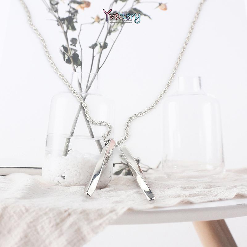 ❤️1 PCS Kalung Pria 65cm Titanium Asli Anti Karat Cowok Cewek Liontin Kotak Persegi Panjang Rantai Warna Silver Crom Gaya Korea Hip-hop Keren Necklace Pendant For Men Women Korean Aksesoris yy-6