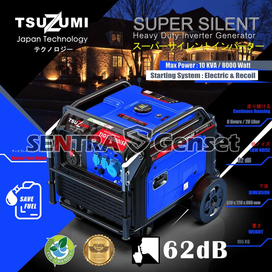 "Genset 10 KVA 8000 watt Super Silent Inverter Tsuzumi TIG 10000 ISE "