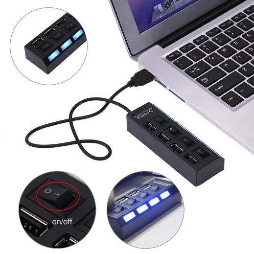 #LC-AccComp USB HUB 4 Port USB 2.0 Hub On/Off Switches