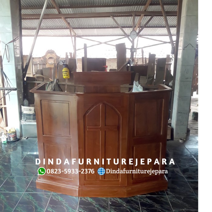 MIMBAR PODIUM GEREJA KAYU JATI - MIMBAR GEREJA - PODIUM GEREJA JATI