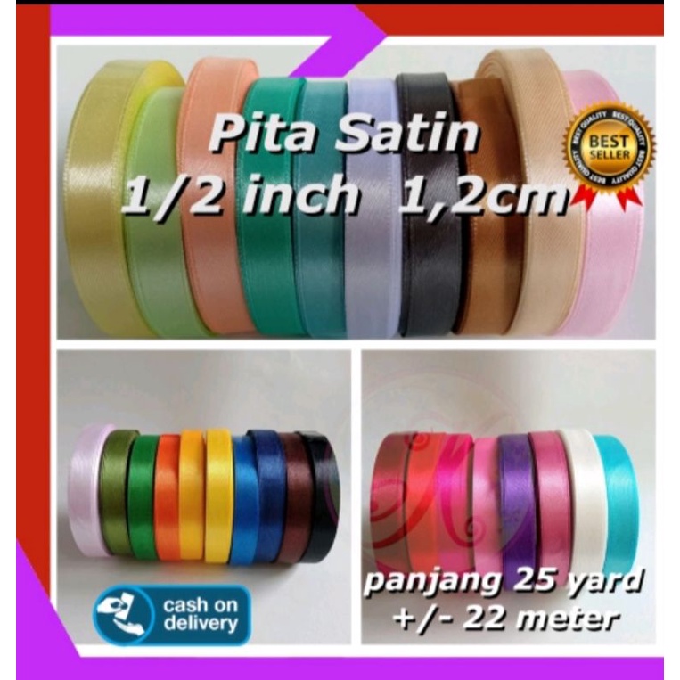 

Pita Satin 1/2 inchi / 1/2 cm Per roll 25 yard