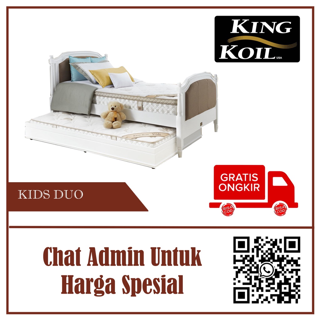Springbed Anak Kingkoil King Duo Ful Set Original 100% 120x200