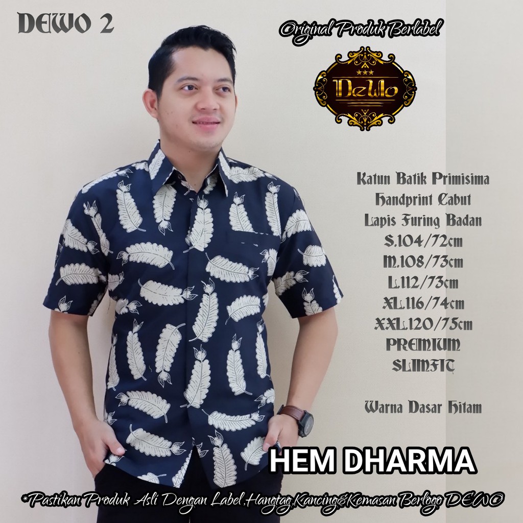 DHARMA Kemeja Batik Pria Lengan Pendek | Hem Batik Pria FULL FURING DeWo