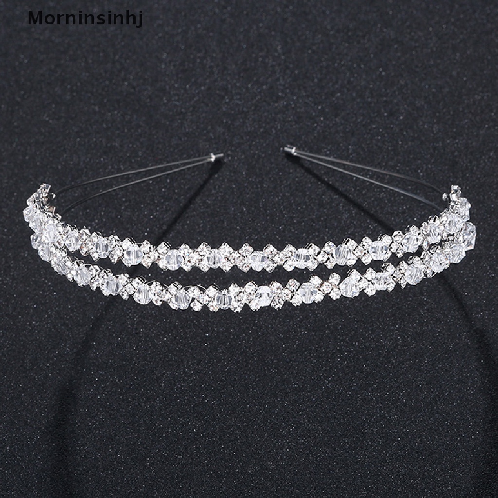 Mornin Bride Headband Tiara Mahkota Pengantin Handmade Kristal Double Layer Wedding Hairband