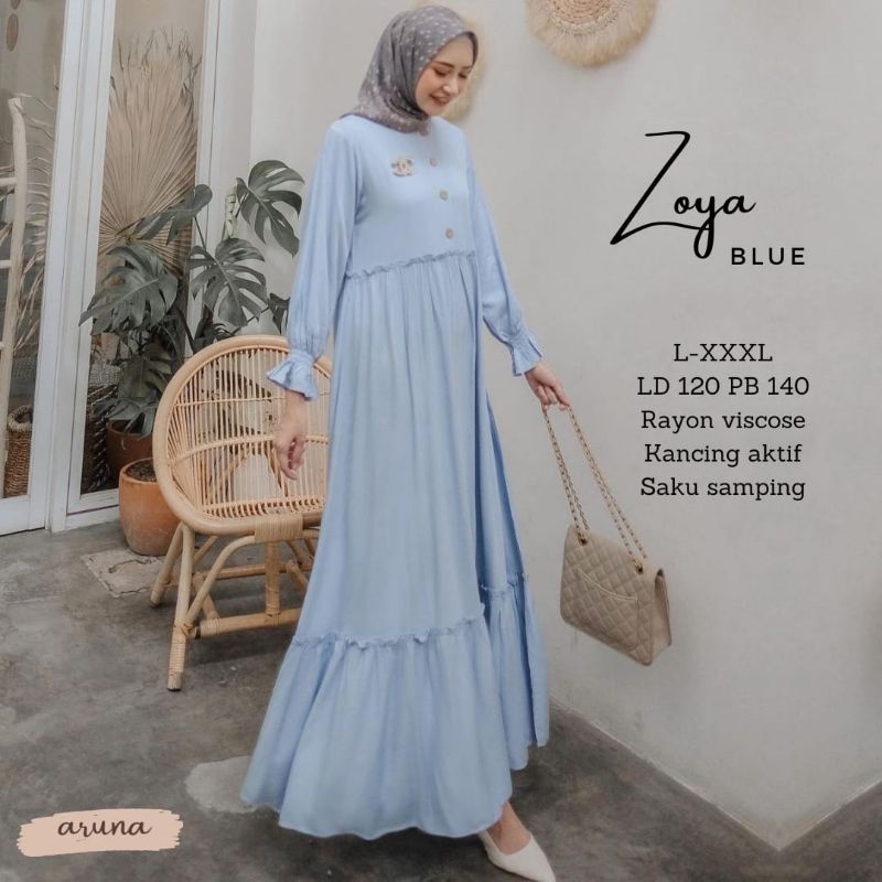 Zoya Gamis Rayon Viscose Jumbo Polos Adem Jatuh LD 120 cm by Aruna