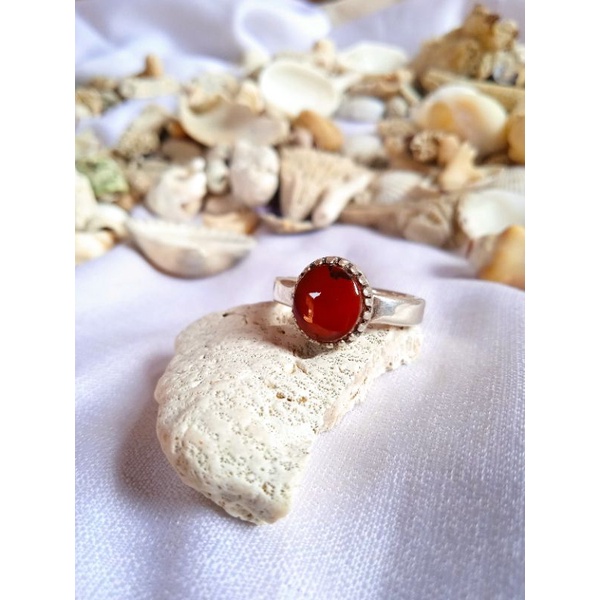 cincin batu akik natural yamani ahmar merah perak 925