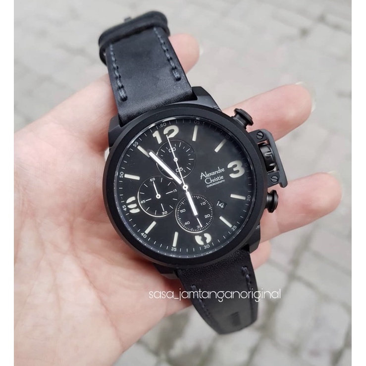 Jam tangan alexandre christie ac 6280 original cowok hitam