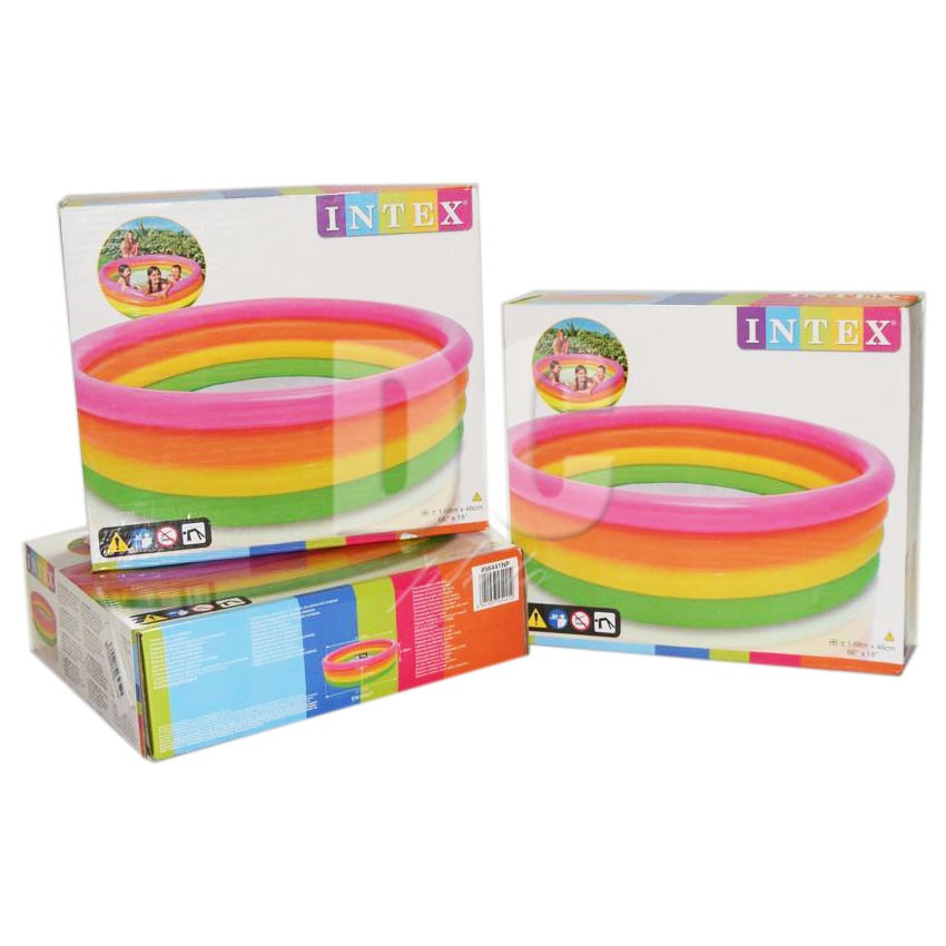 MALANG bs GOJEK Kolam Renang Anak INTEX 4 Ring Rainbow 56441 diameter 168cm tinggi 46cm