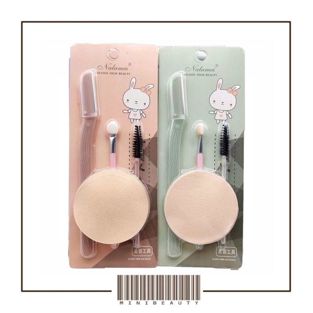 sponge face spon bedak brush eyeshadow razor pencukur alis sikat bulu mata eyelash set