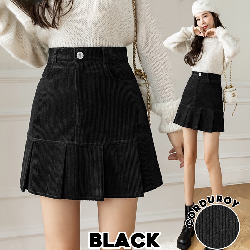 KARAKOREA 306 Corduroy Velvet Skirt/Korean Women Skirt/Rok Pendek/Rok Bludru