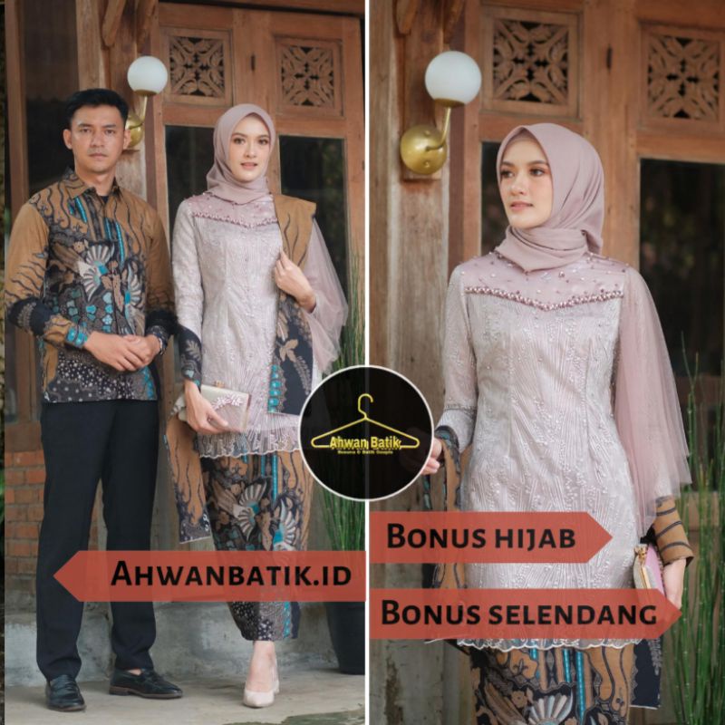 Kebaya batik couple veka brown Bonus hijab Kebaya couple lamaran