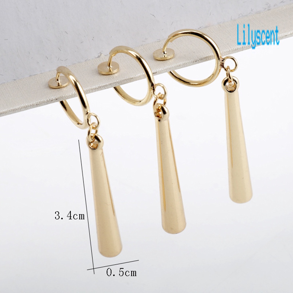 Ls Anting Kait Gantung Bahan Alloy Warna Polos Tahan Lama Untuk Wanita