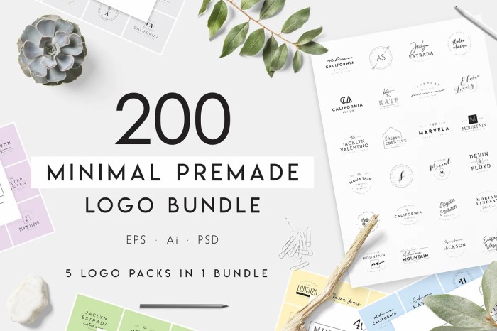 200 Minimal Premade Logo Bundle - Photoshop &amp; Illustrator